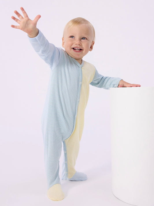 Petit Bateau - Sleepsuit - Green/white stripe