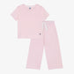 Petit Bateau - Tee & pants - Light pink/white stripe