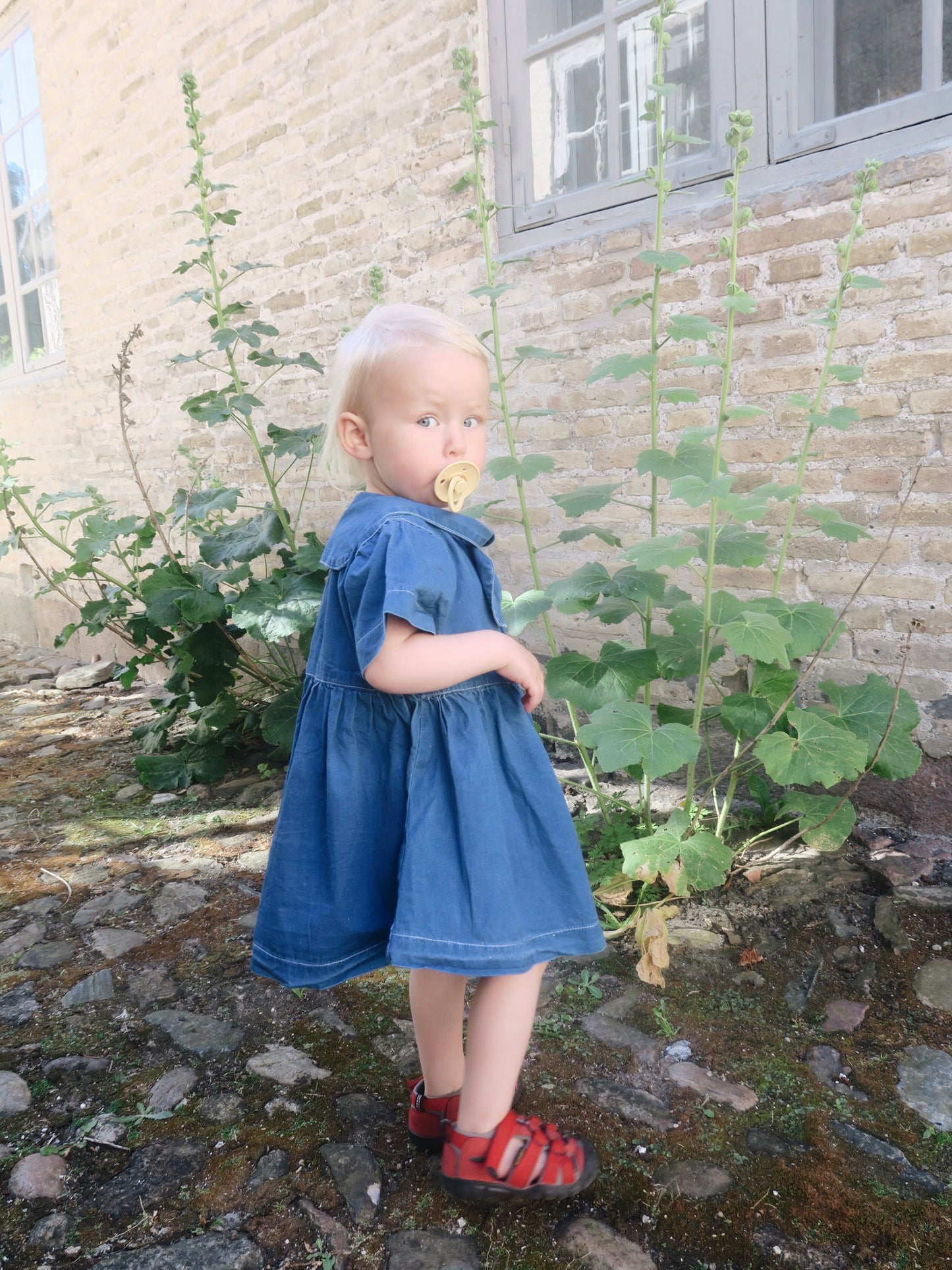 Poppel Pre-loved - Denimkjole m. krave - str. 86