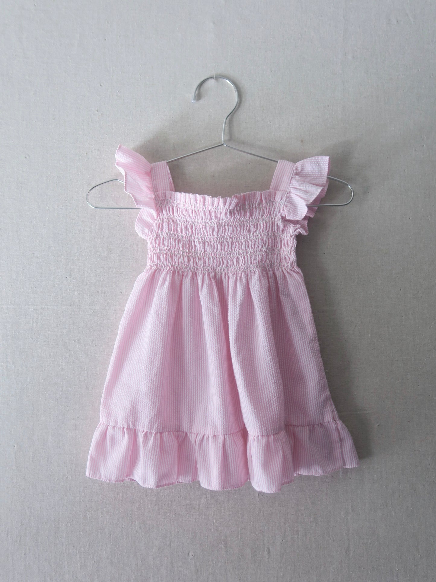 Poppel Pre-loved - Stribet kjole m. smock - str. 80