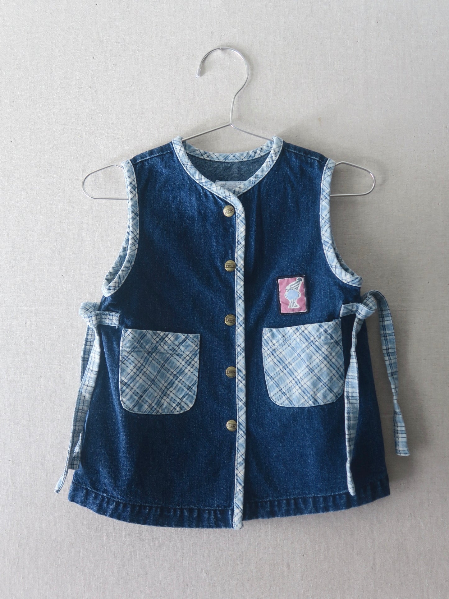 Poppel Pre-loved - Denim kjole m. ternede detaljer - str. 1-1,5 år