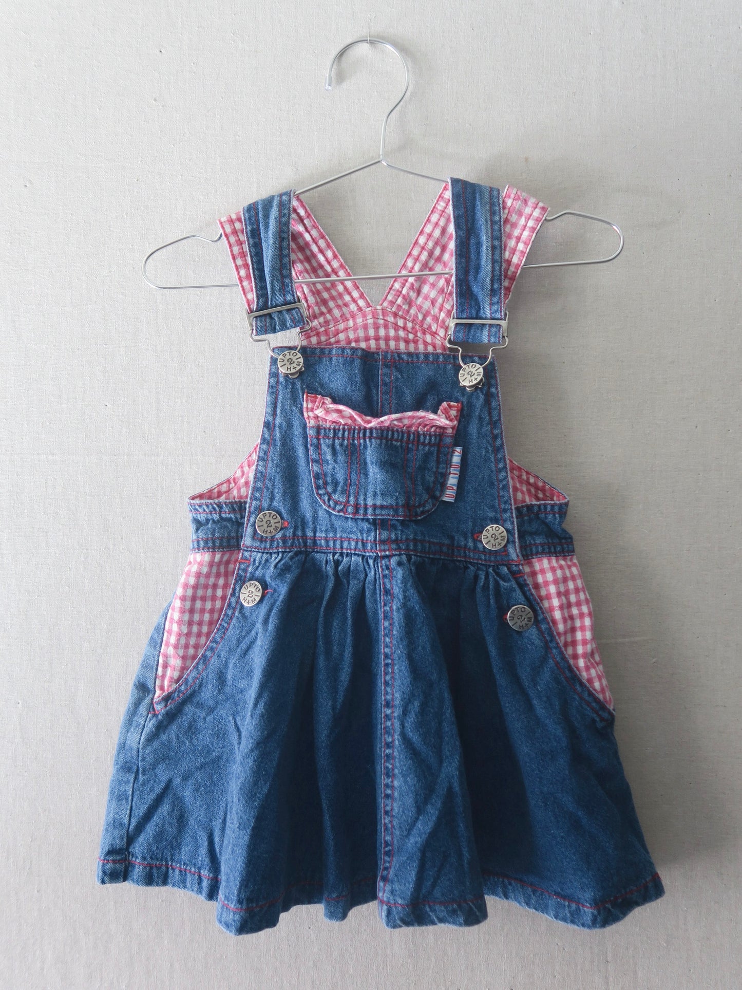 Poppel Pre-loved - Denim spencerkjole m. tern - str. 92