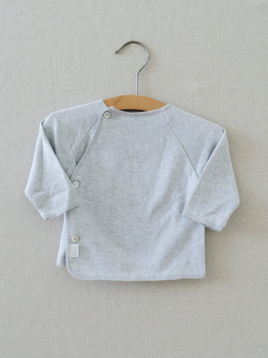 Selana - Fine Knit Cotton Wrap Blouse - Light grey