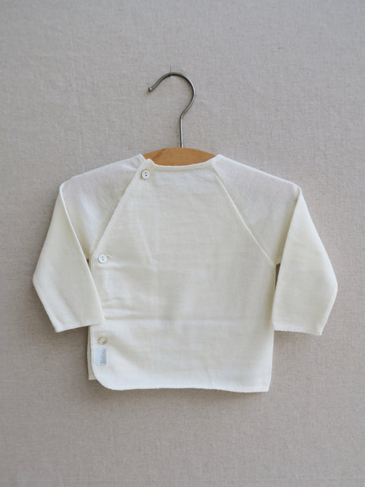 Selana - Fine Knit Wool Wrap Blouse - Natur & Grey