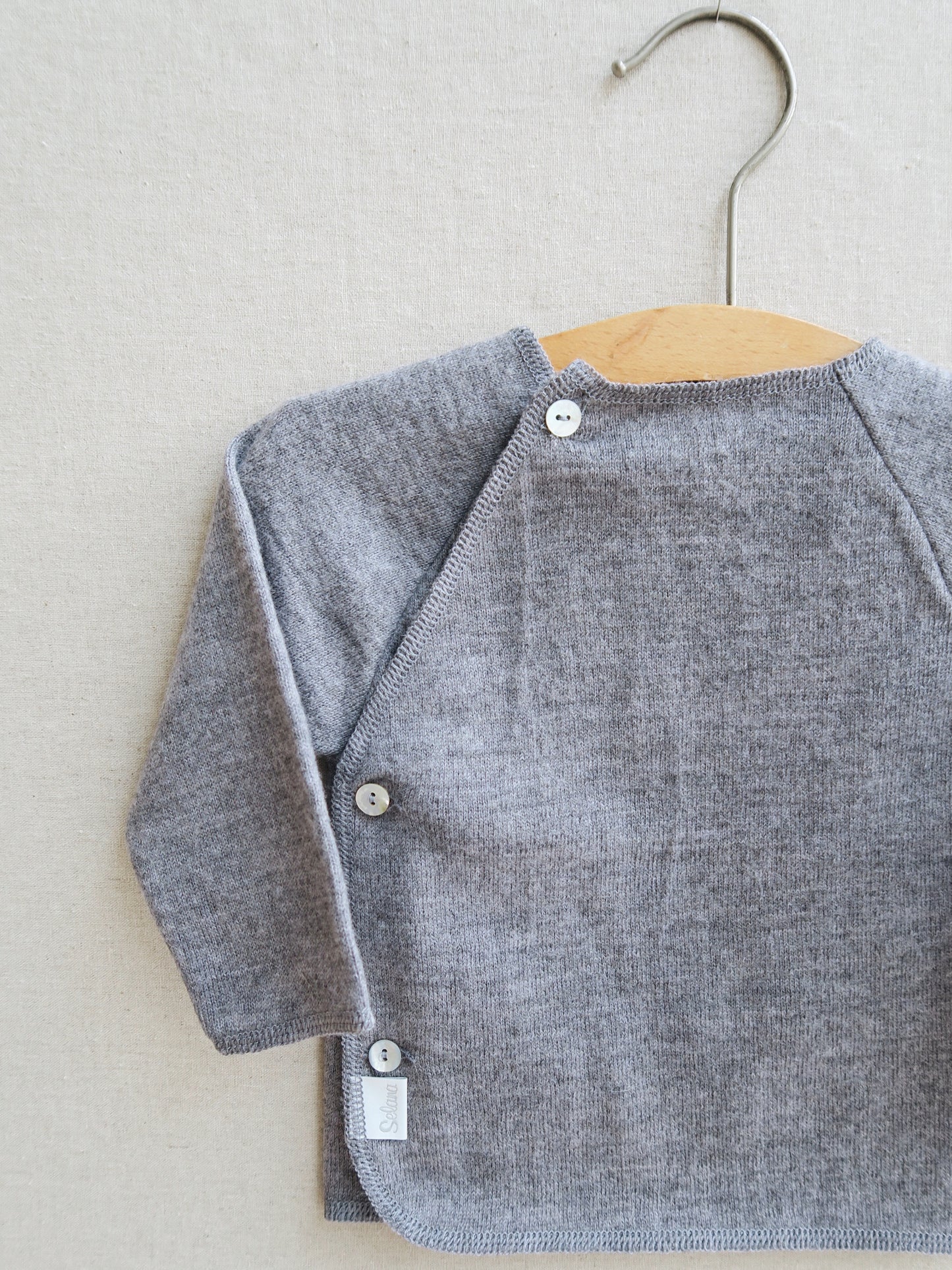 Selana - Fine Knit Wool Wrap Blouse - Grey