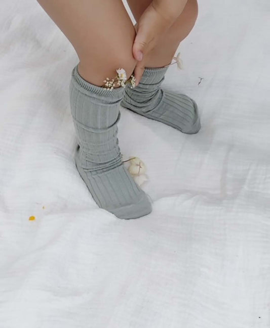 Cóndor - Cotton knee socks - Brown melange, Toffee & Dry green