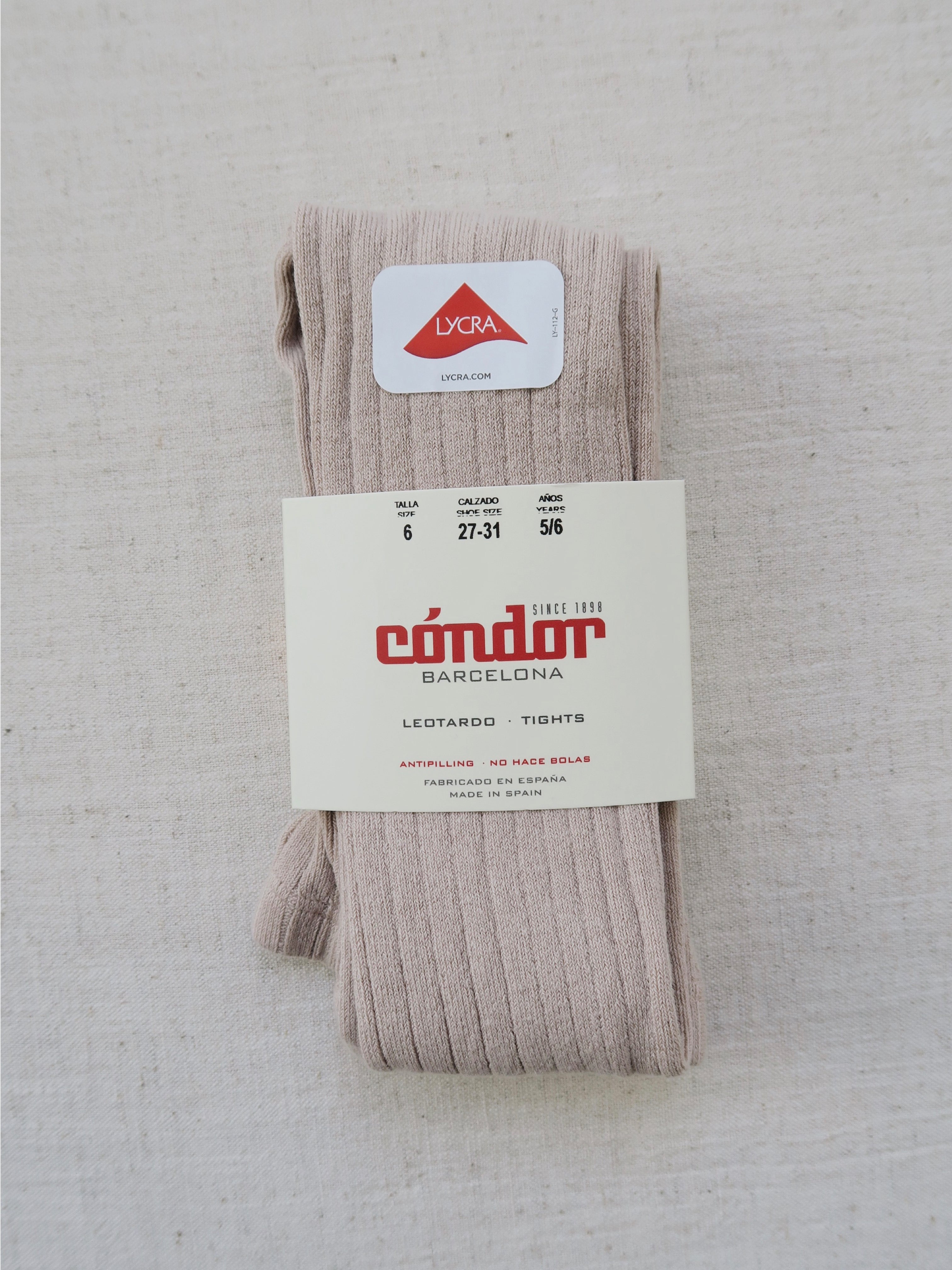 Condor Ribbed Tights Cóndor - Cotton rib tights - 334 / Stone – Poppel shop