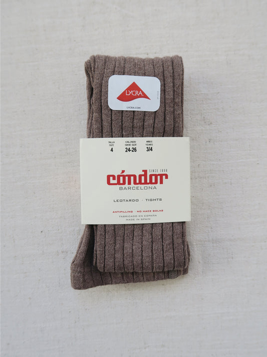 Cóndor - Cotton rib tights - 356 / Brown Melange