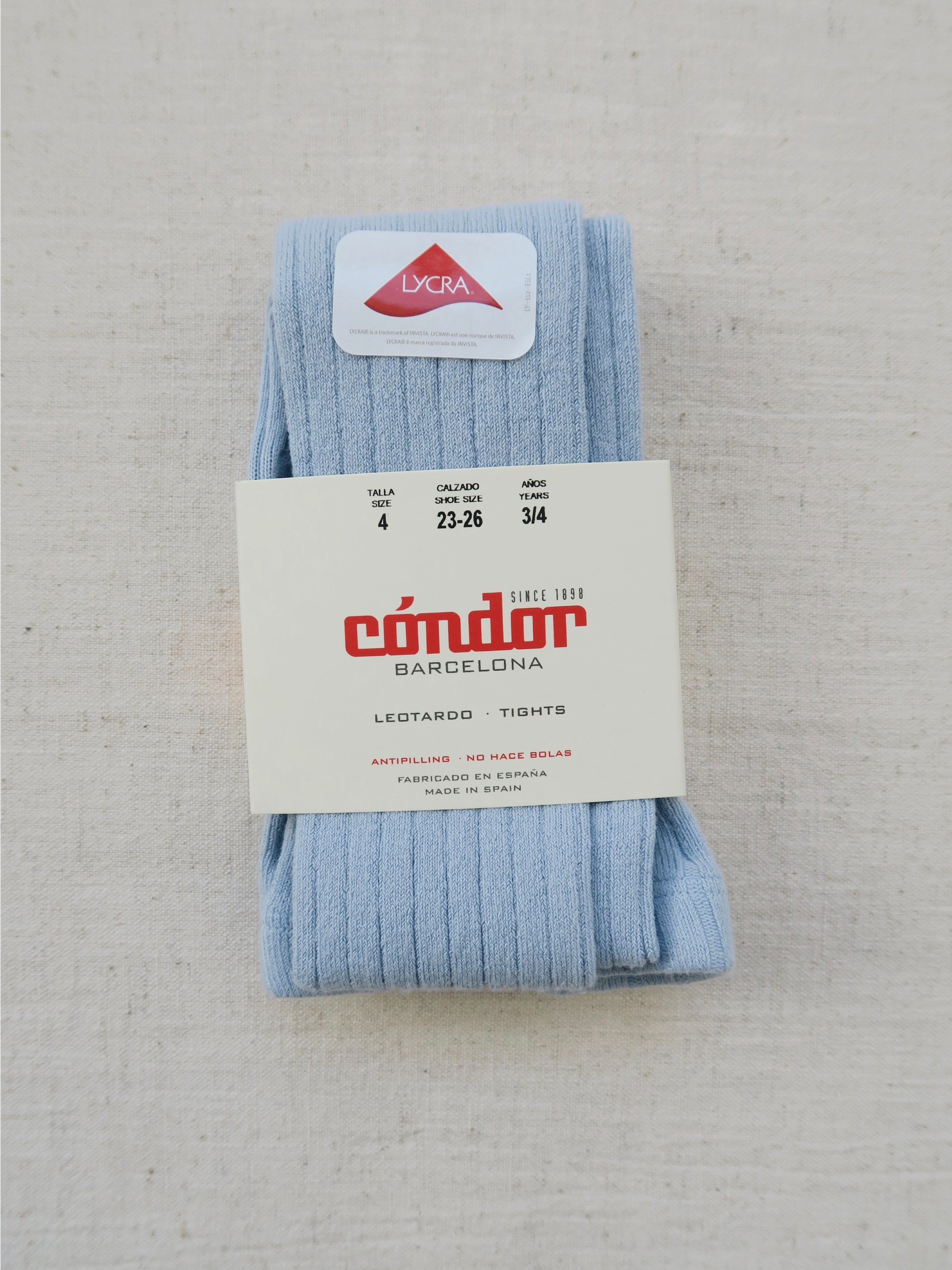 Condor Ribbed Tights Cóndor - Cotton rib tights - 429 / Light Blue – Poppel shop