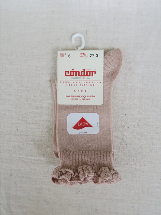 Cóndor - Socks with french lace edging - 544 / Old Rose