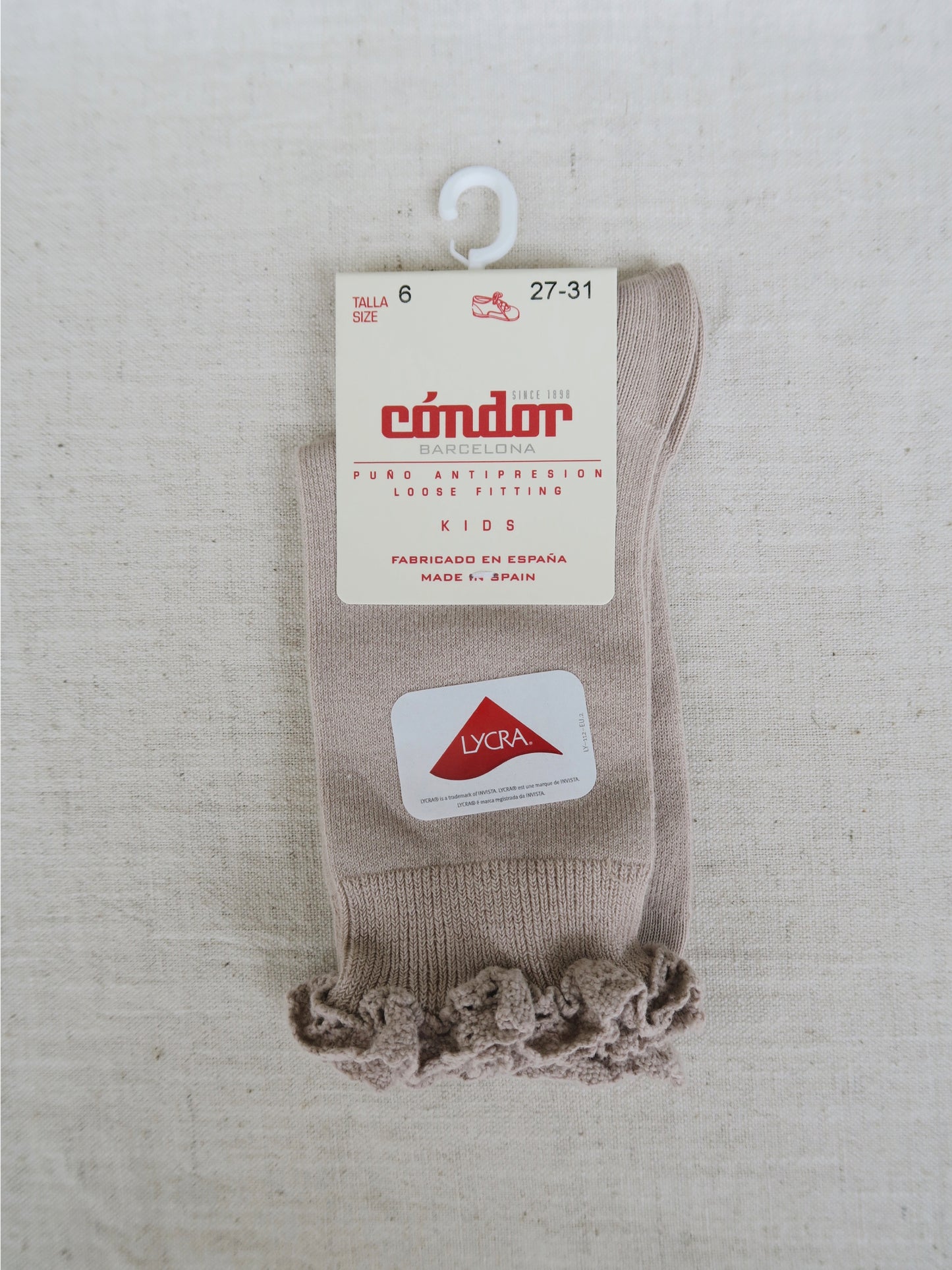 Cóndor - Socks with french lace edging - 334 / Stone